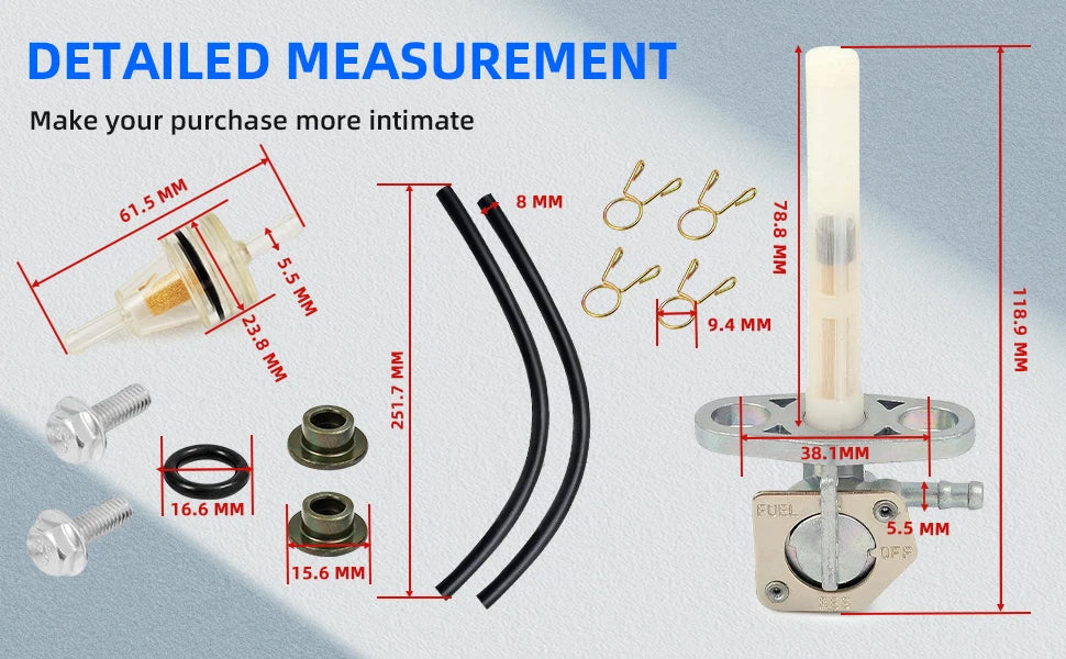 Fuel Valve Petcock Kit for Honda XR70 XR80 XR100 CRF80 CRF100 CRF150 CRF230 (2000–2023)