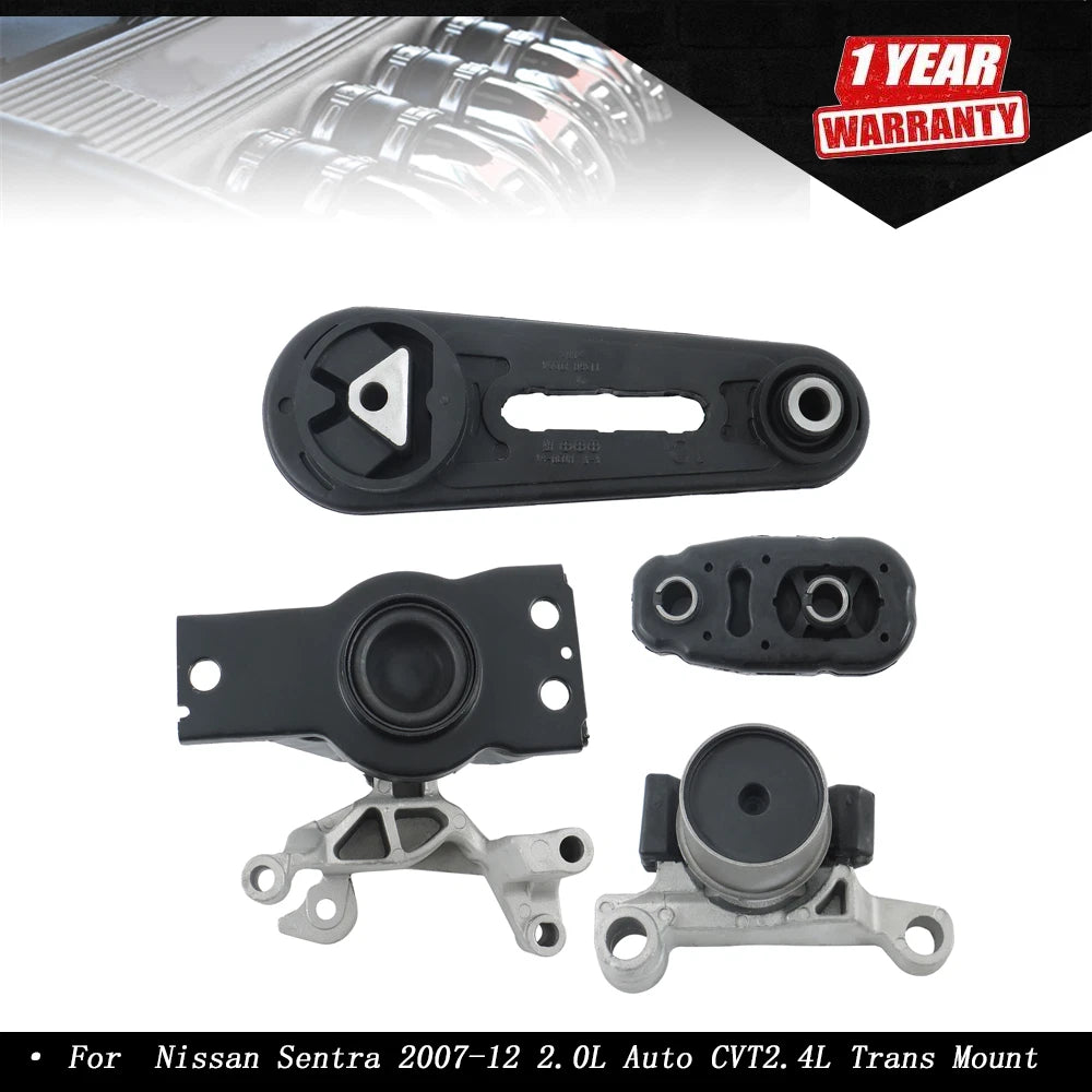 Set of 4 Engine Transmission Motor Mounts for Nissan Sentra (2007–2012) 2.0L Auto CVT