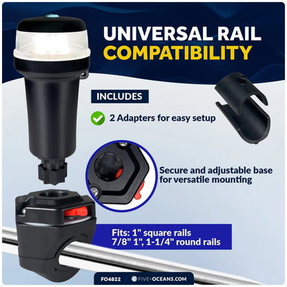 LED Portable Boat Navigation Light with Rail Mount (IP67)
