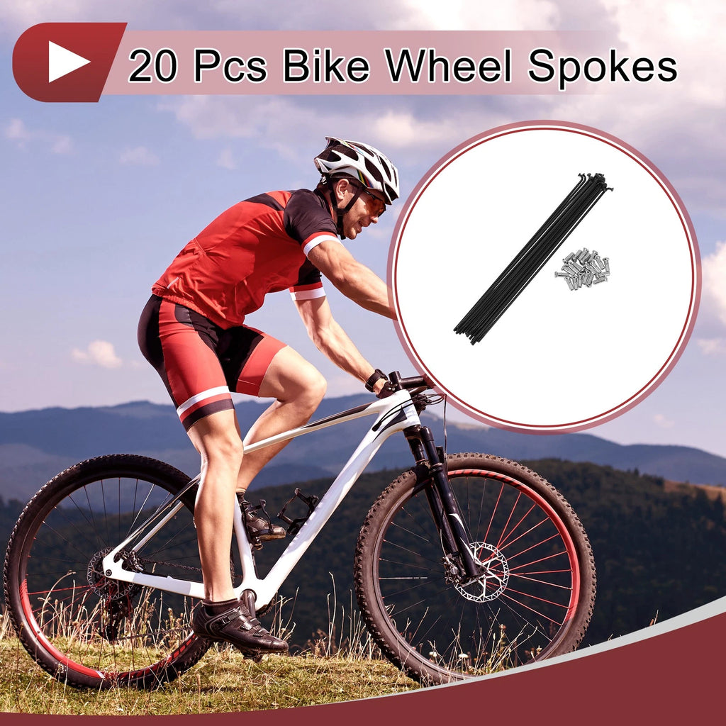 Bicycle Spokes 195mm 304 Stainless Steel Replacement for 20 Set Wheels (—)