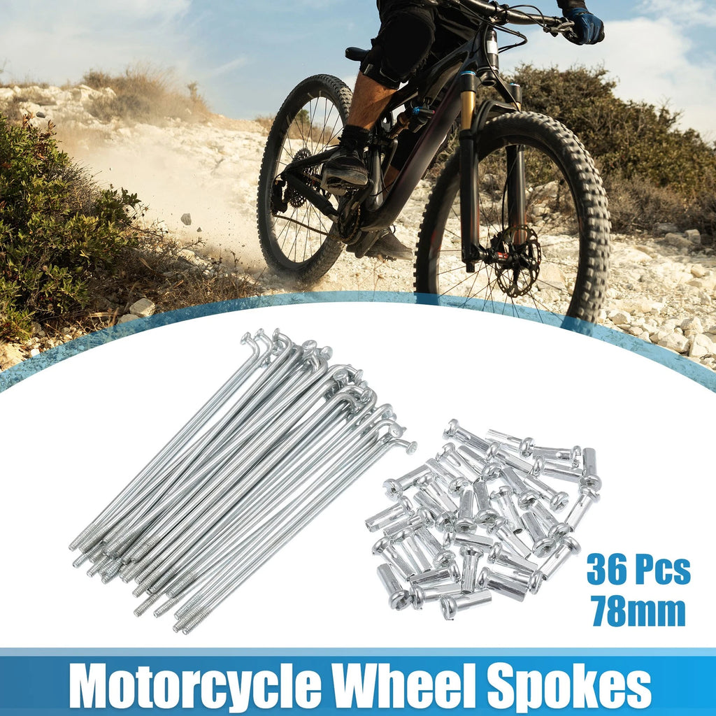 36pcs 14G J Bend Bicycle Spokes Galvanized 78mm with Nipples (3.07")