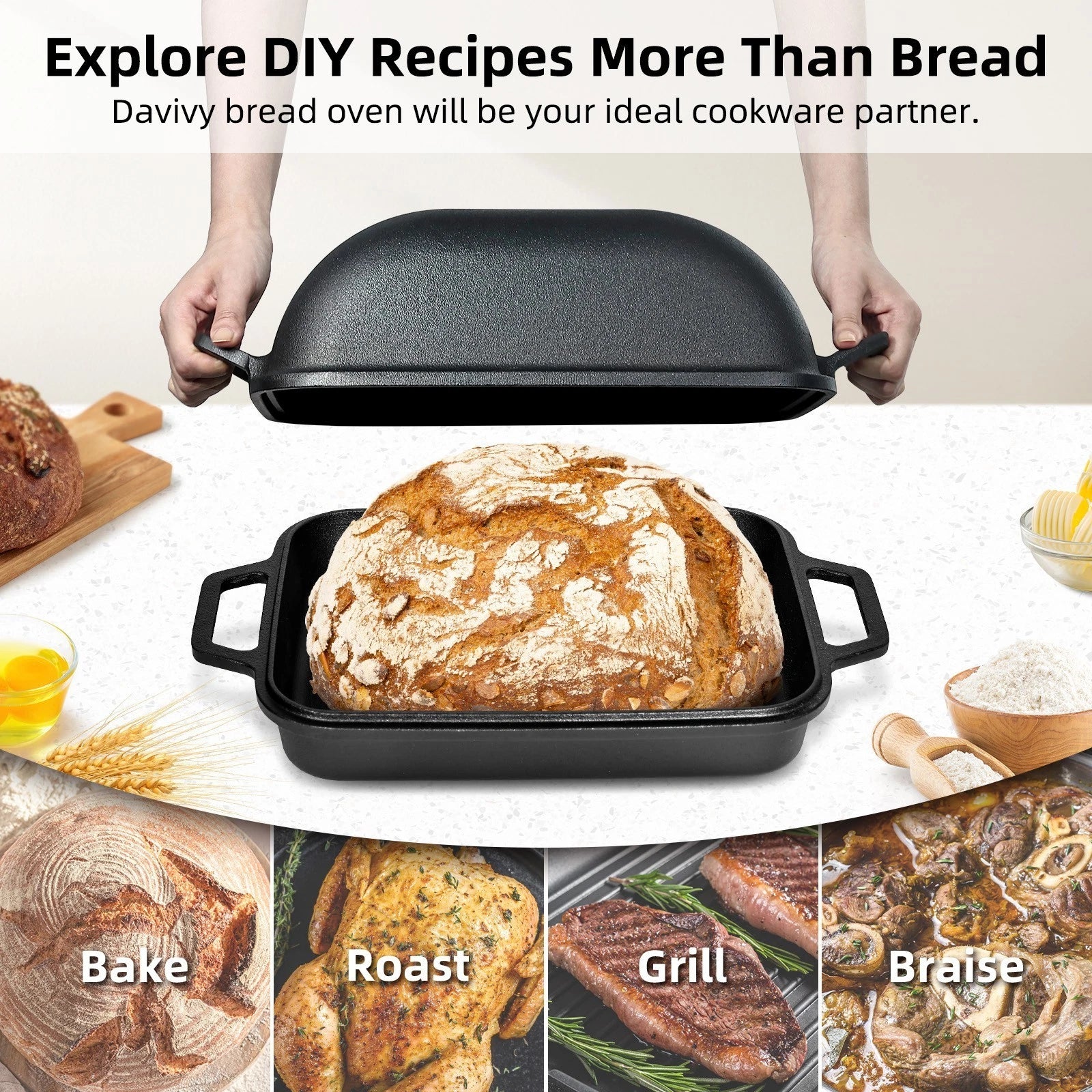 9 Quart Non-stick Cast Iron Dutch Oven for Sourdough Bread (2023)