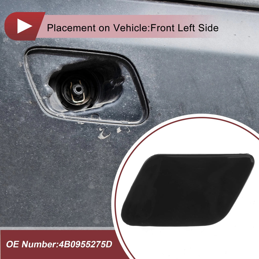 Front Left Washer Nozzle Cover Cap for Audi A6 C5 (2001–2005) Black
