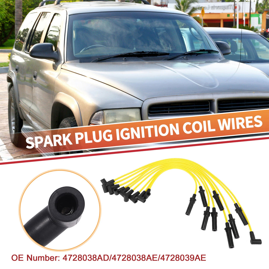 9 Pcs Spark Plug Wire Ignition Coil Cable No. 4728038AD for Dodge B150 (1992–1994)