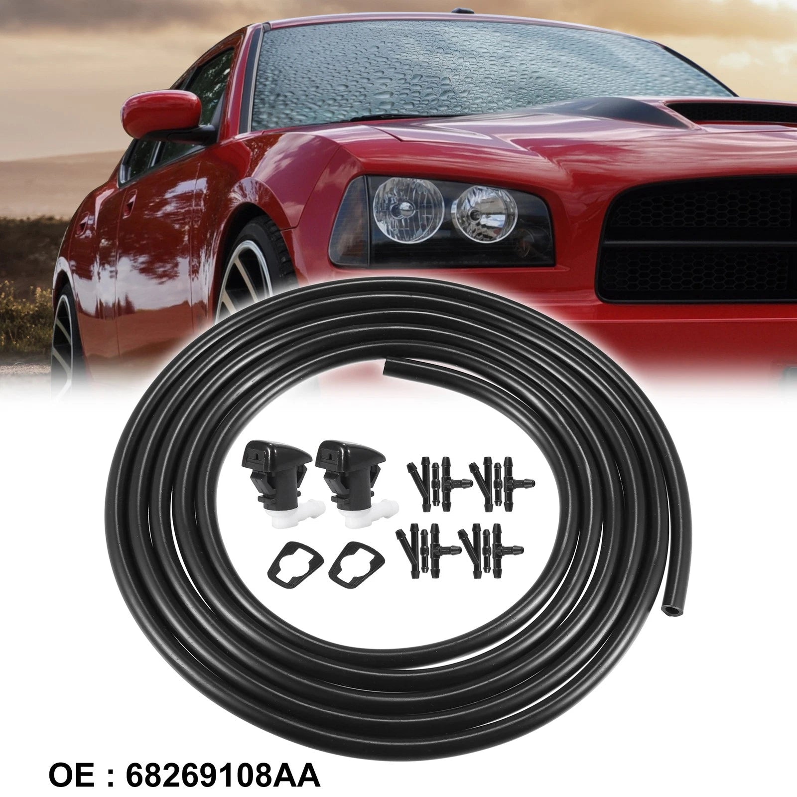 Windshield Washer Nozzle Hose Kit 2pcs for Dodge Durango (2011–2019)