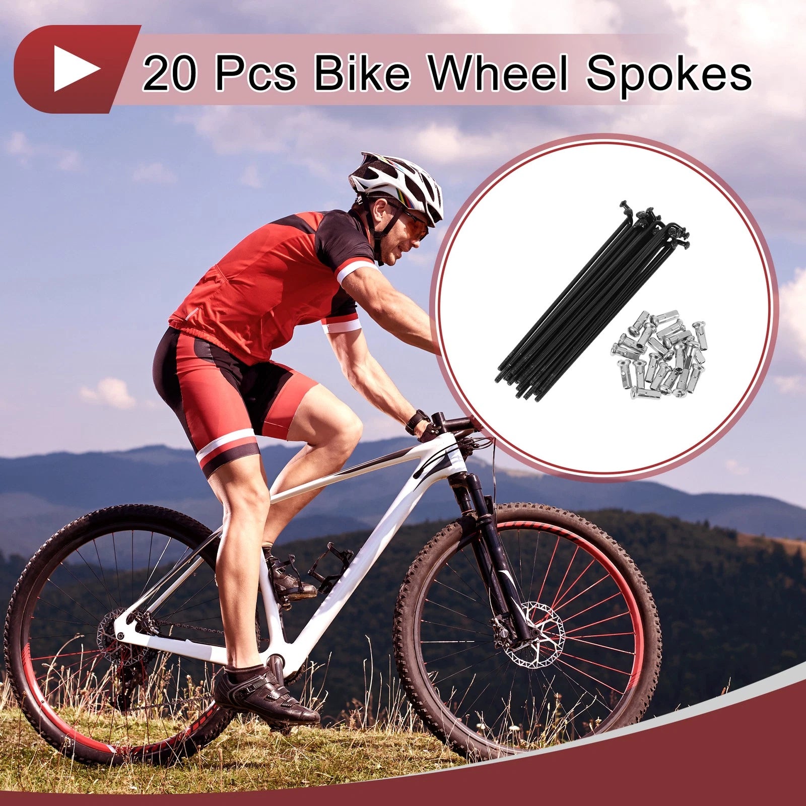 Bicycle Spokes Replacement Set 100mm 304 Stainless Steel for 26in Wheels (20–)