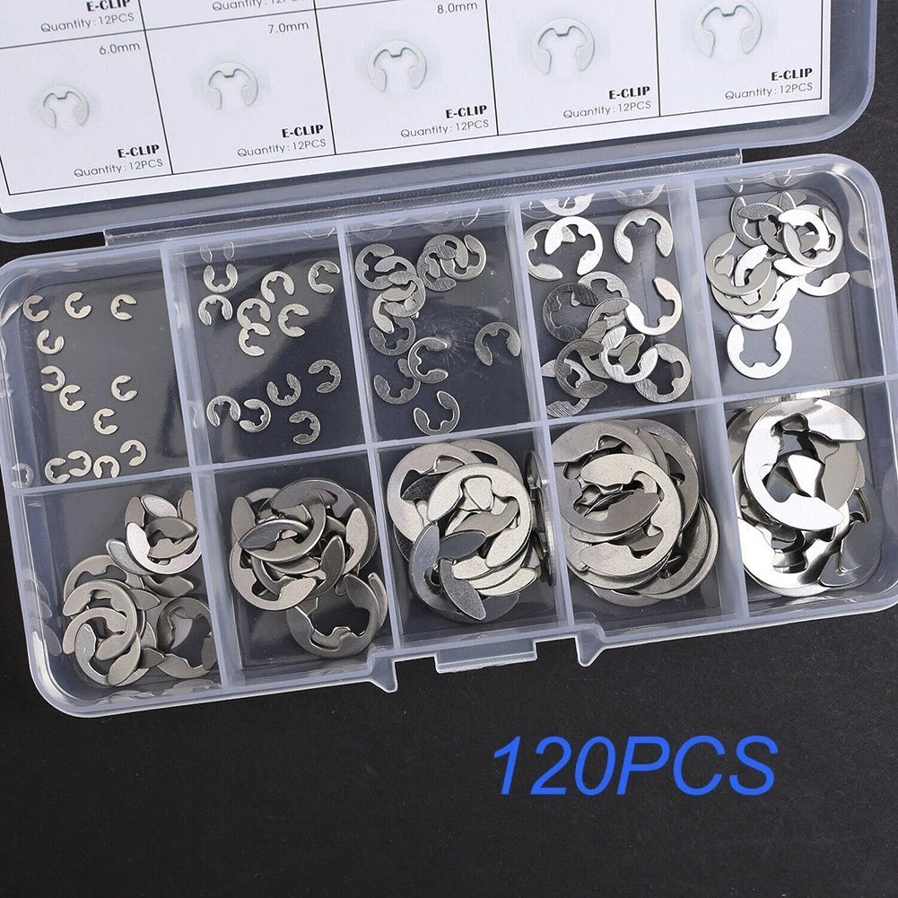 Set of 10 Snap Ring E Clips 1.5mm, 3.5mm, 12mm