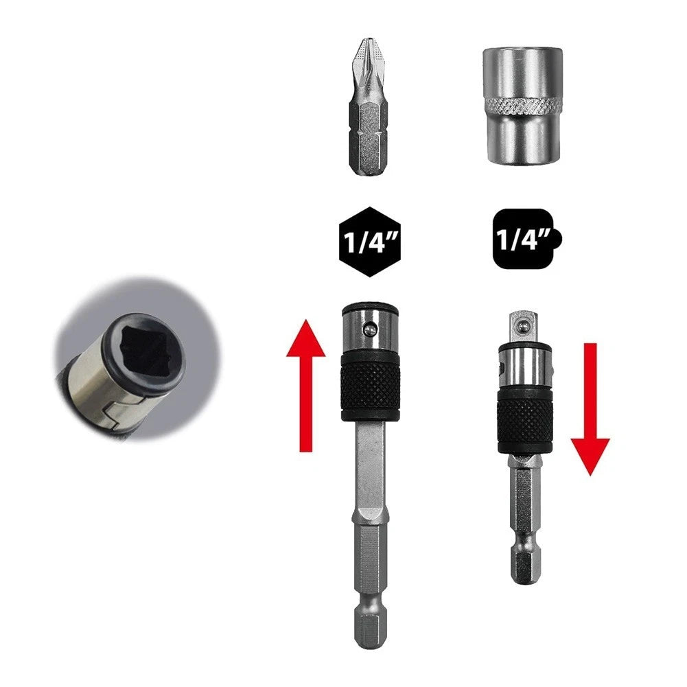 1/4 Inch Drive Bit Holder for Hex Head and Socket Adapters (Chrome Vanadium)