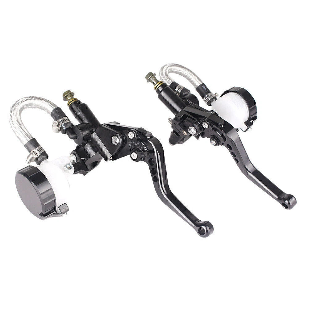 New Motorcycle Universal Clutch Brake Levers Master Cylinder Reservoir 7/8"