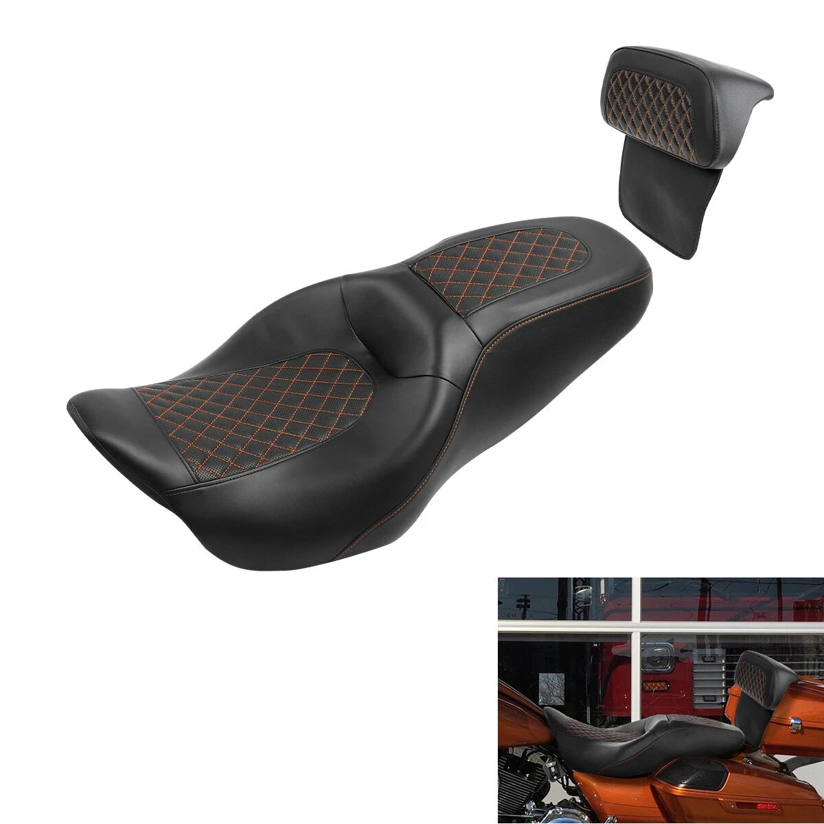 Driver Passenger Seat & Backrest for Harley Touring (2014–2023)