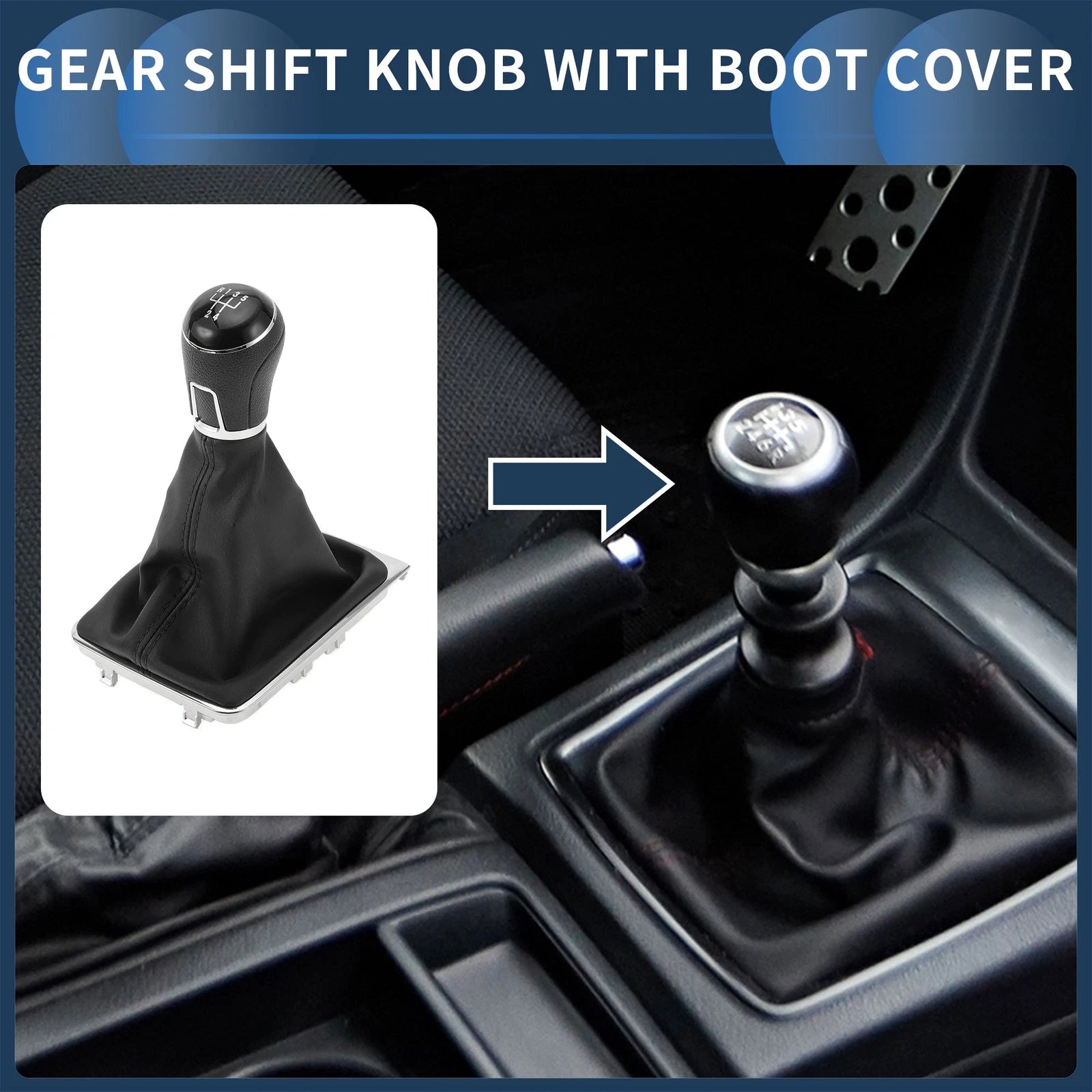 5 Speed Gear Shifter Knob with Cover Replacement for VW Passat (2013–2021)