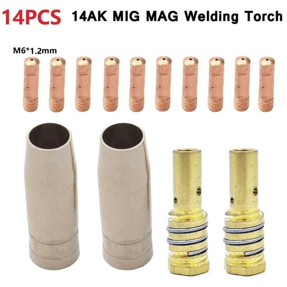 14Pc Torch Gas Nozzle Tip Holder for MIG Welding (Universal)