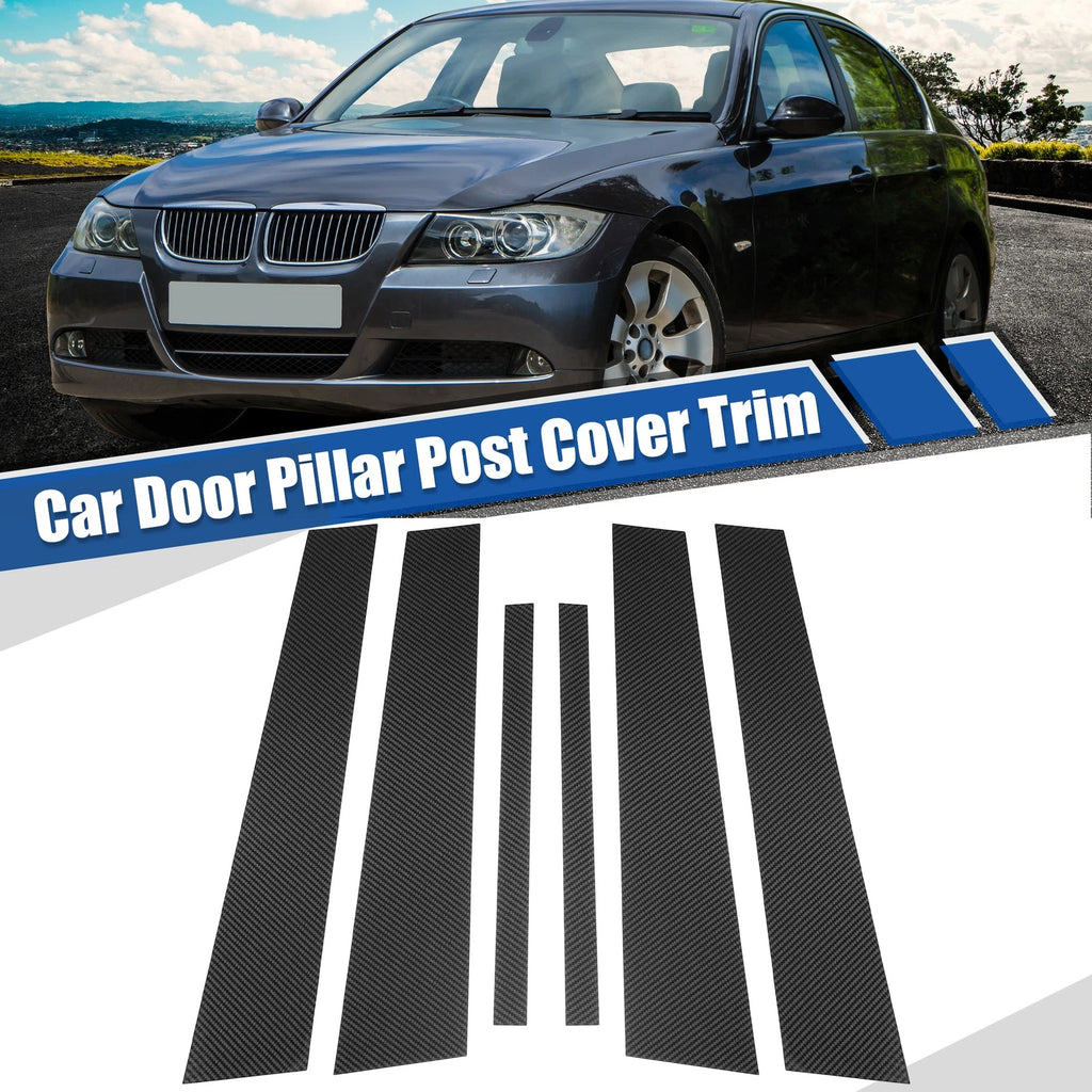 Gloss Carbon Pattern Door Window Pillar Post Cover Trim for BMW 3 Series E90 (2005–2013)