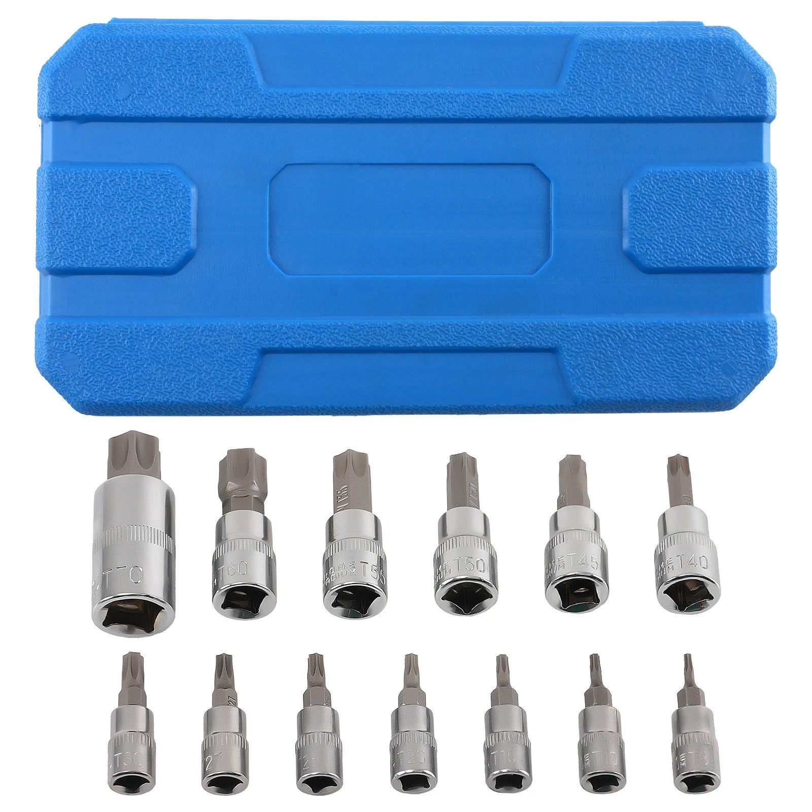 13pc Chrome Vanadium Socket Set for CRV (1/4, 3/8, 1/2 Drive, T8-T70)
