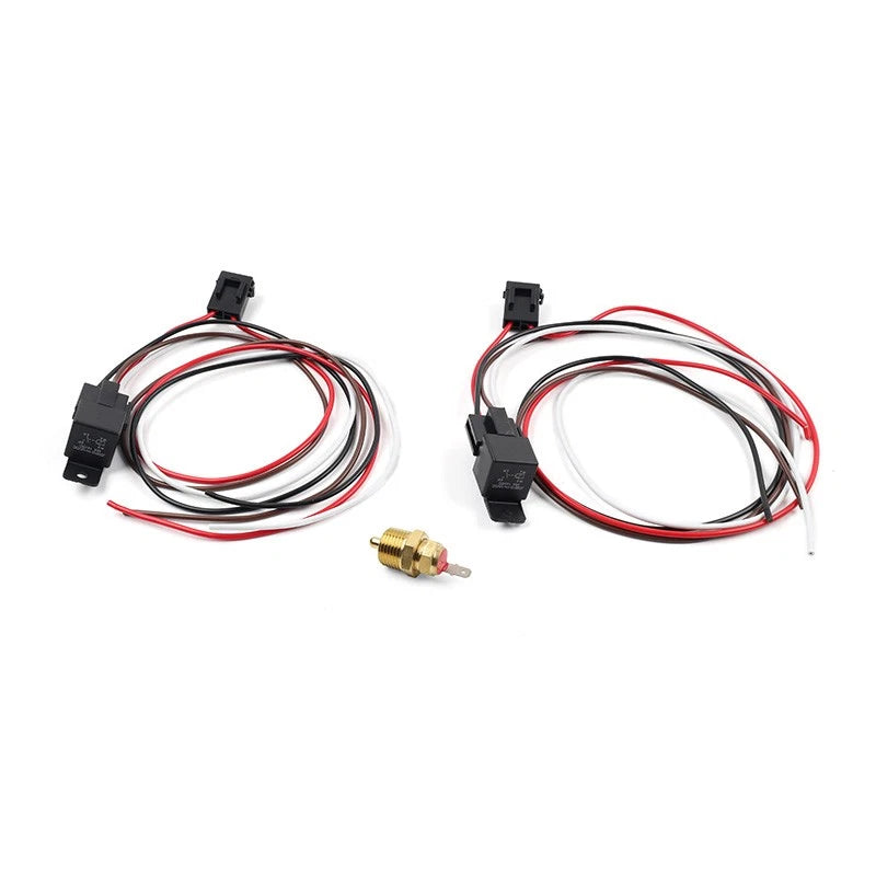 Set of 2 Cooling Fan Relay Switch Kit with Thermostatic Sensor for Universal
