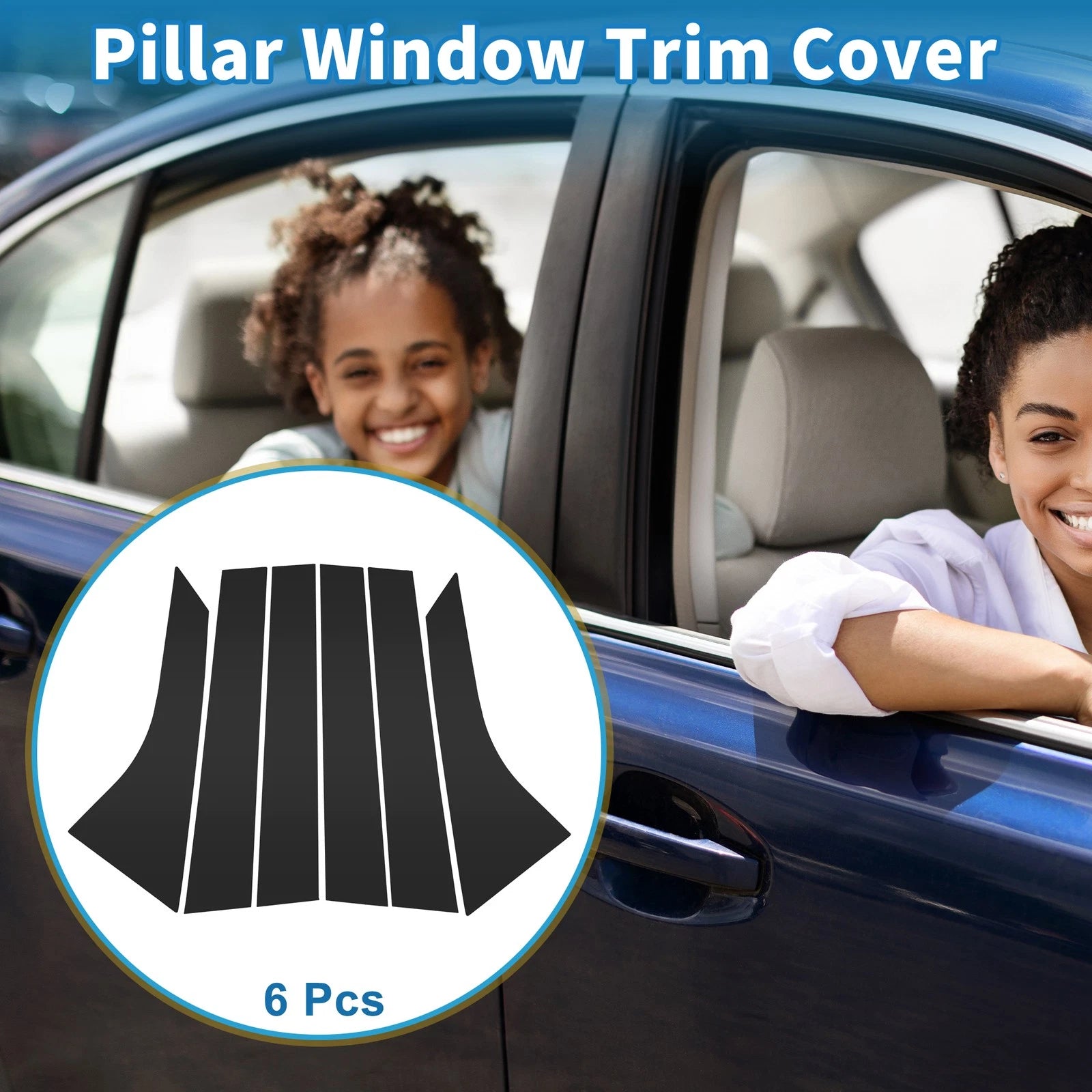 6pcs Door Pillar Window Trim for Ford Focus (2008–2011) Black