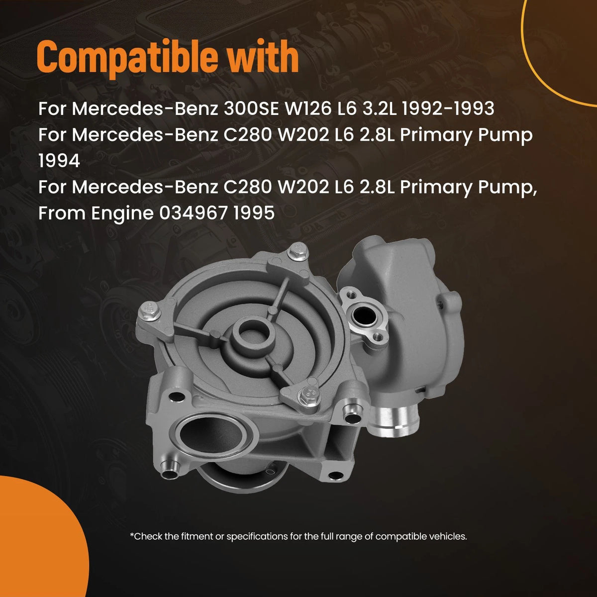 Engine Water Pump for Mercedes-Benz 300SE C280 C36 E320 S320 SL320 (1992–1999)
