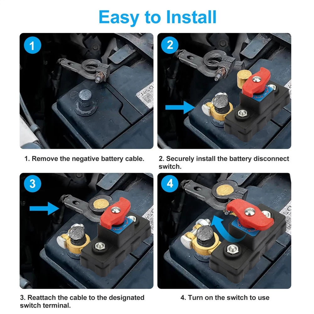 Battery Disconnect Terminal Switch Isolator for Car RV SUV (12V & 24V)