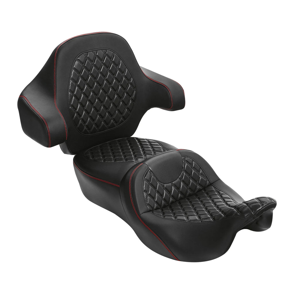 Seat Backrest Pad for Harley Touring (2014–2023) Black Red