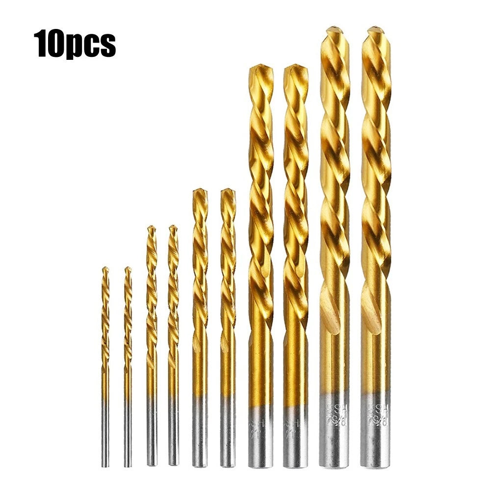 Set of 10 HSS Left Hand Drill Bits 3.2-8.7mm