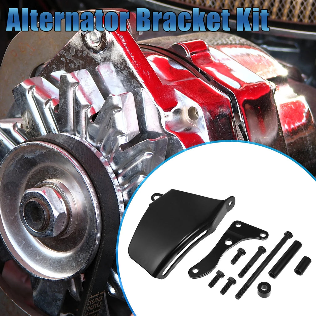 Water Pump Alternator Bracket Kit for Chevy SBC 305 350 (Black) (1968–1970)
