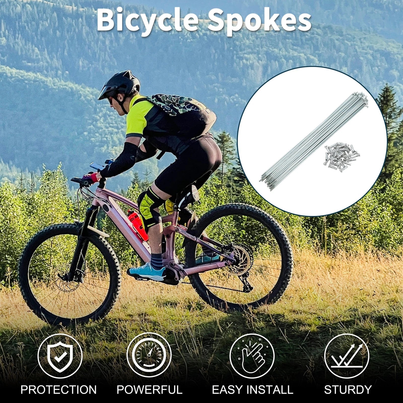 Bicycle Spokes Nipple 243mm Replacement Set for Universal (All Makes 1990–2020)