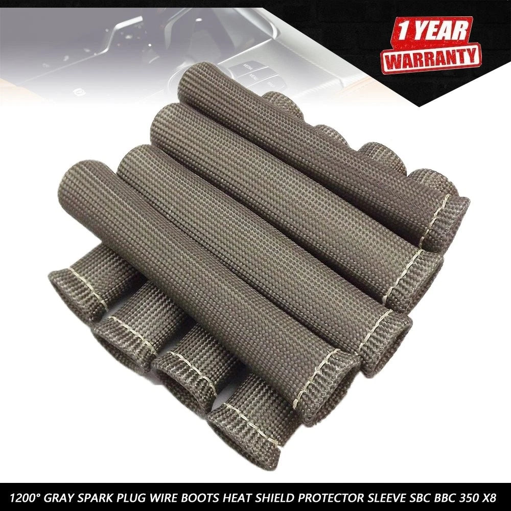 Set of 8 Gray Plug Wire Boots Heat Shield Protector Sleeve for SBC BBC 350