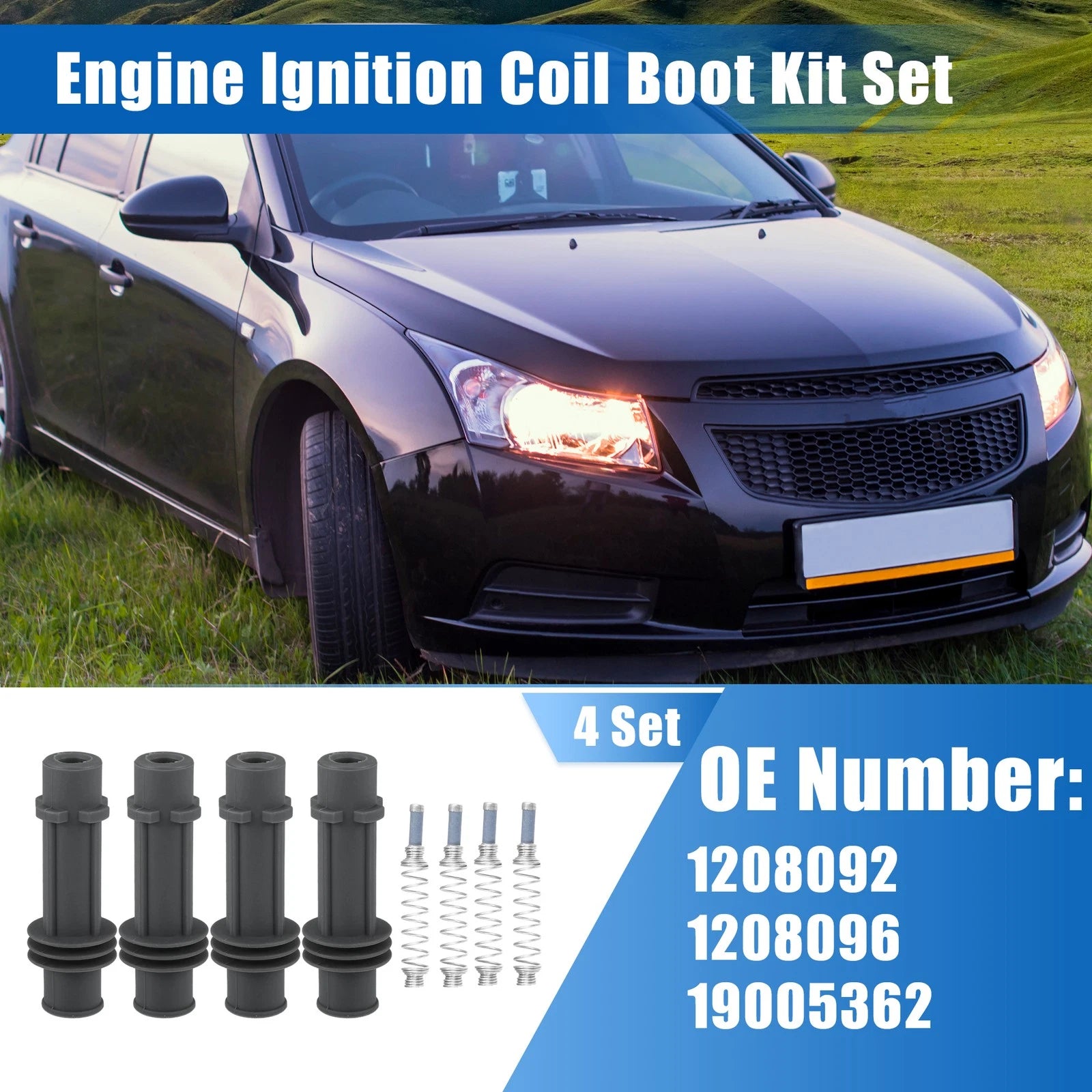 Engine Ignition Coil Boot Kit 4 Set Replacement for Chevrolet (2005–2015)