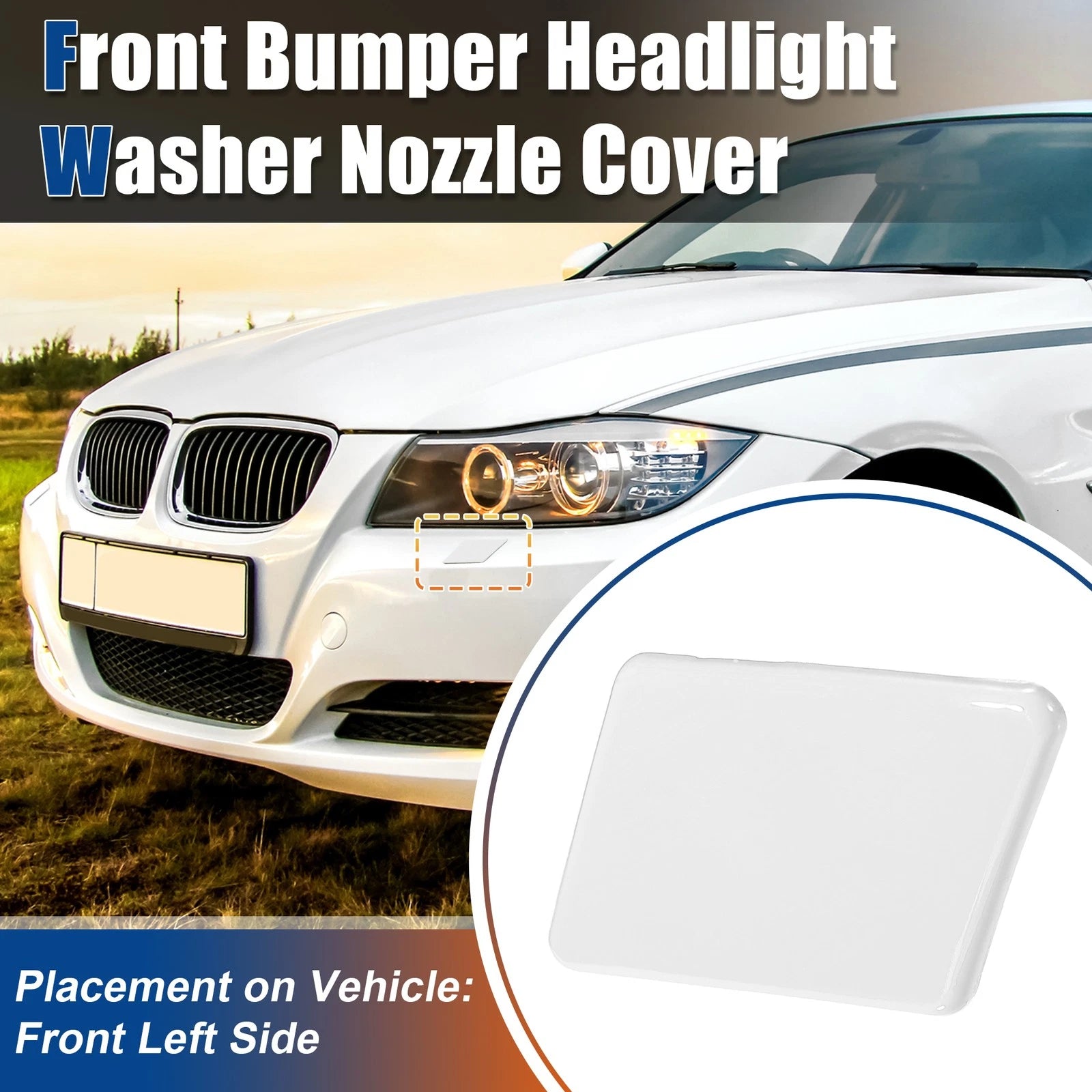 Left Side Front Headlight Washer Nozzle Cover for BMW 3 Series E90 E91 (2005–2013)