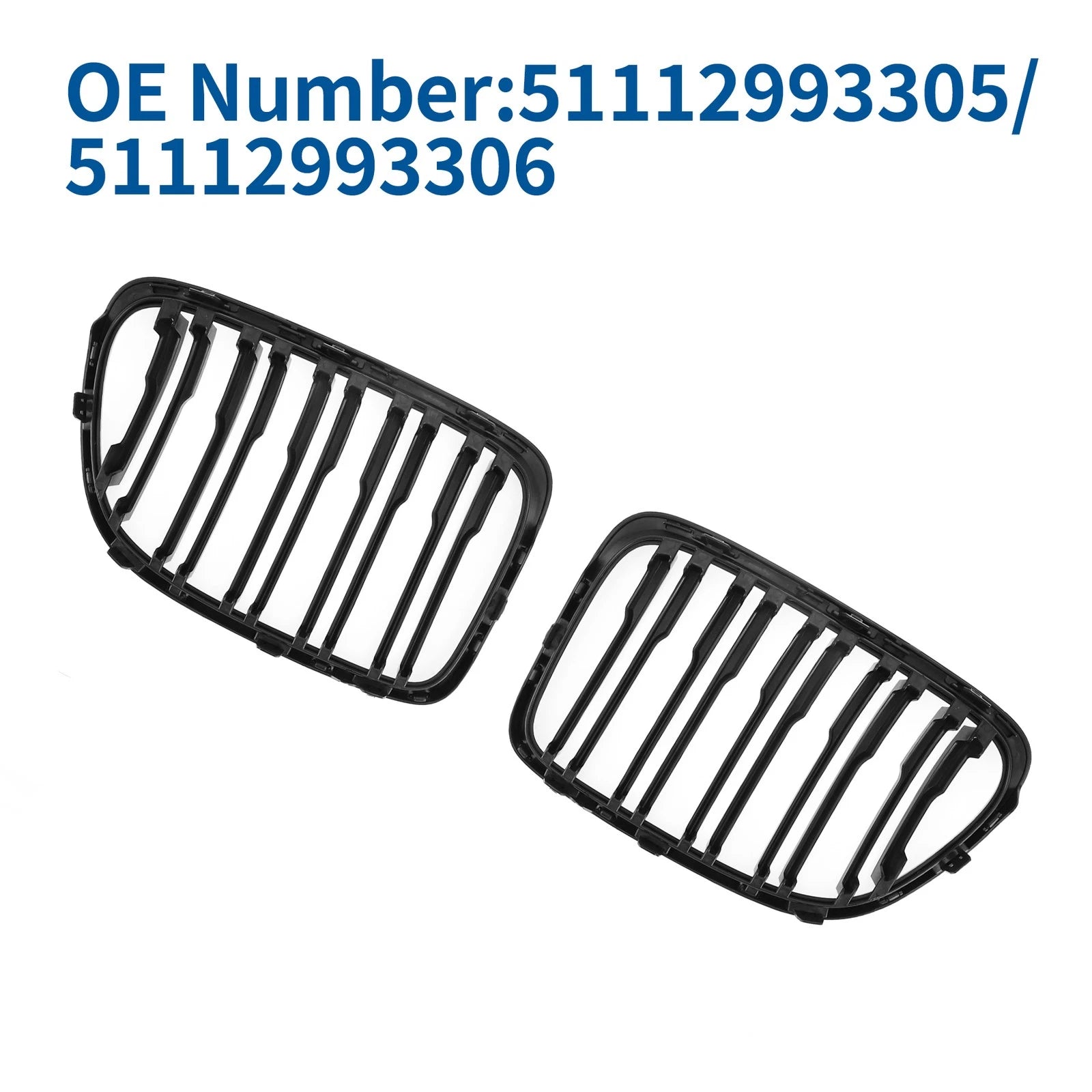 Front Upper Bumper Grille Pair Gloss Black for BMW X1 E84 (2009–2015)