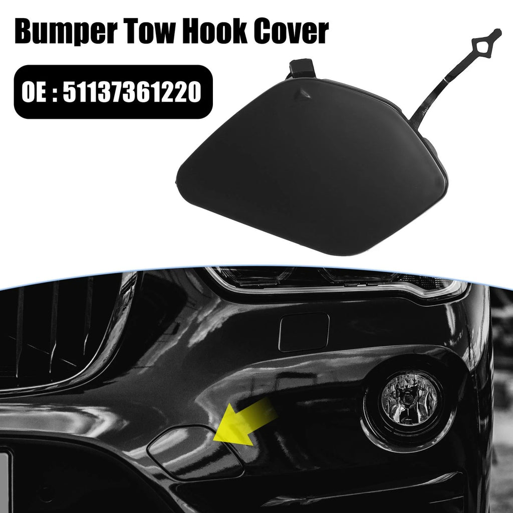 Front Bumper Tow Hook Cap for BMW X1 28i (2016–2019) Bright Black Replacement