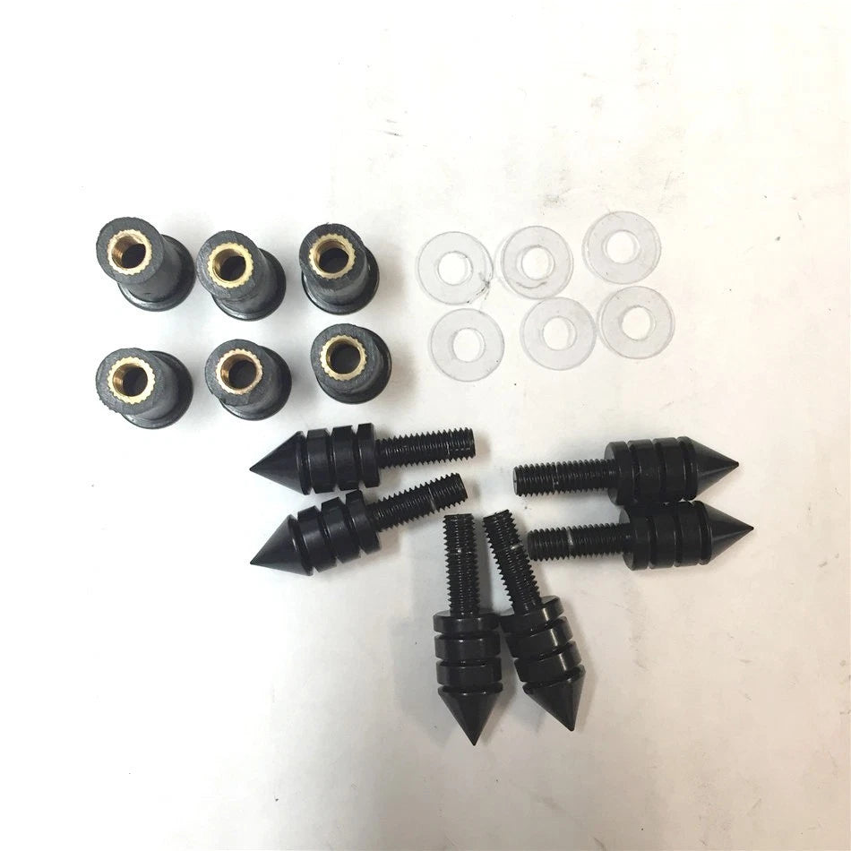 Set of 4 Black Spike Bolt Screws for Windscreen Fairing License Plate Mounting