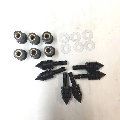 Set of 4 Black Spike Bolt Screws for Windscreen Fairing License Plate Mounting