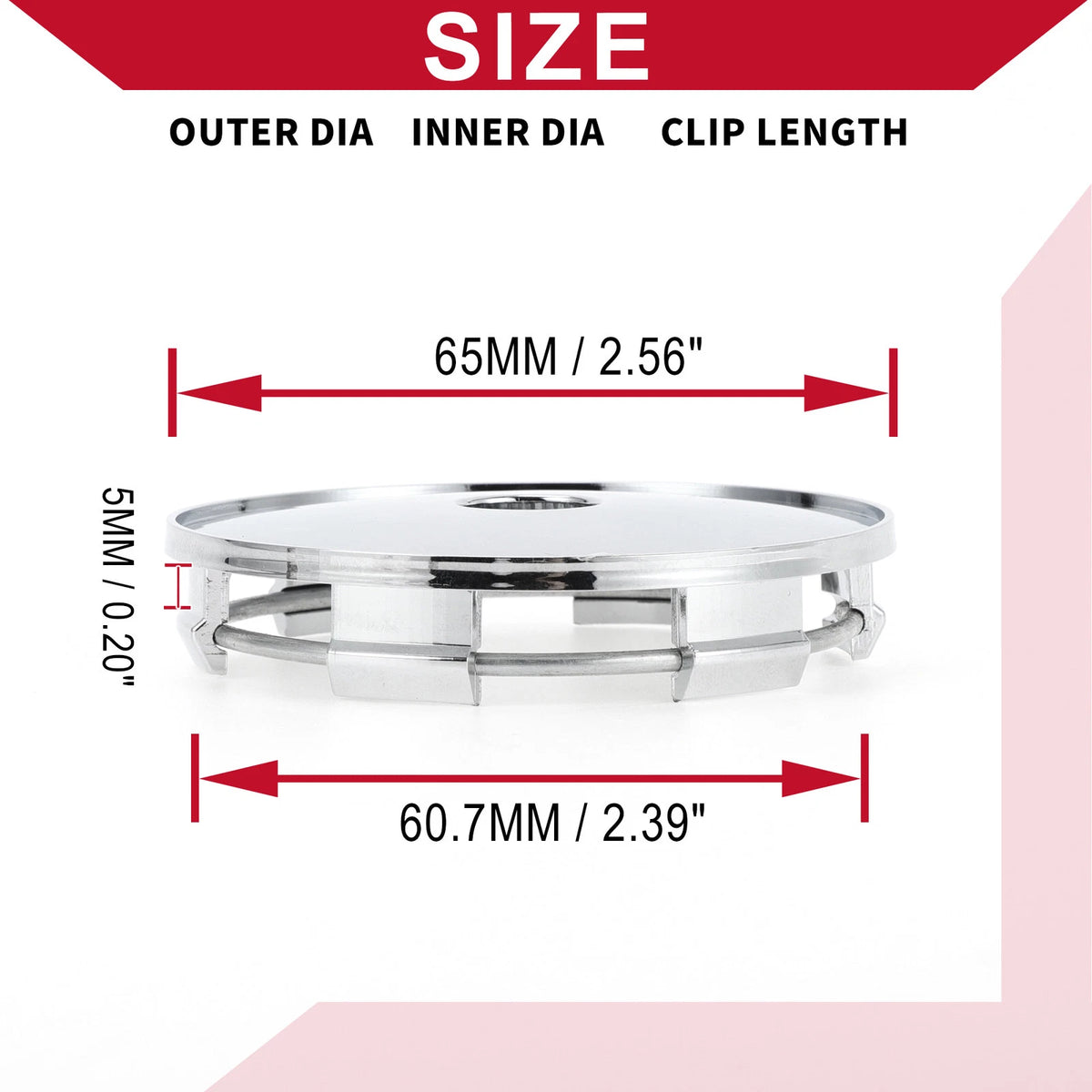 2X Chrome Wheel Center Hub Cap Rim Cover 2.56" OD for Universal Fit