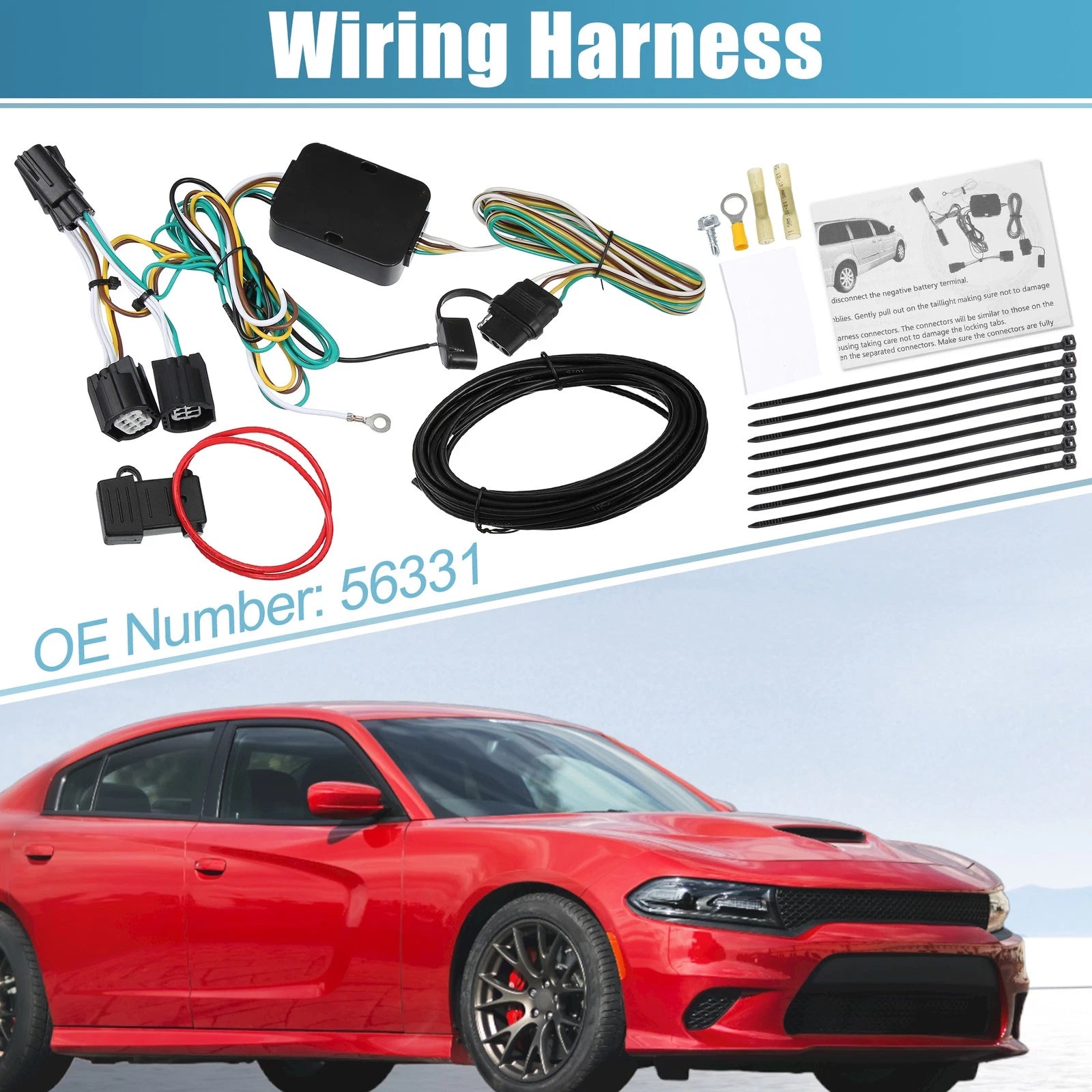 Trailer Wiring Harness 4 Pin Replacement Set for Dodge Grand Caravan (2011–2016)
