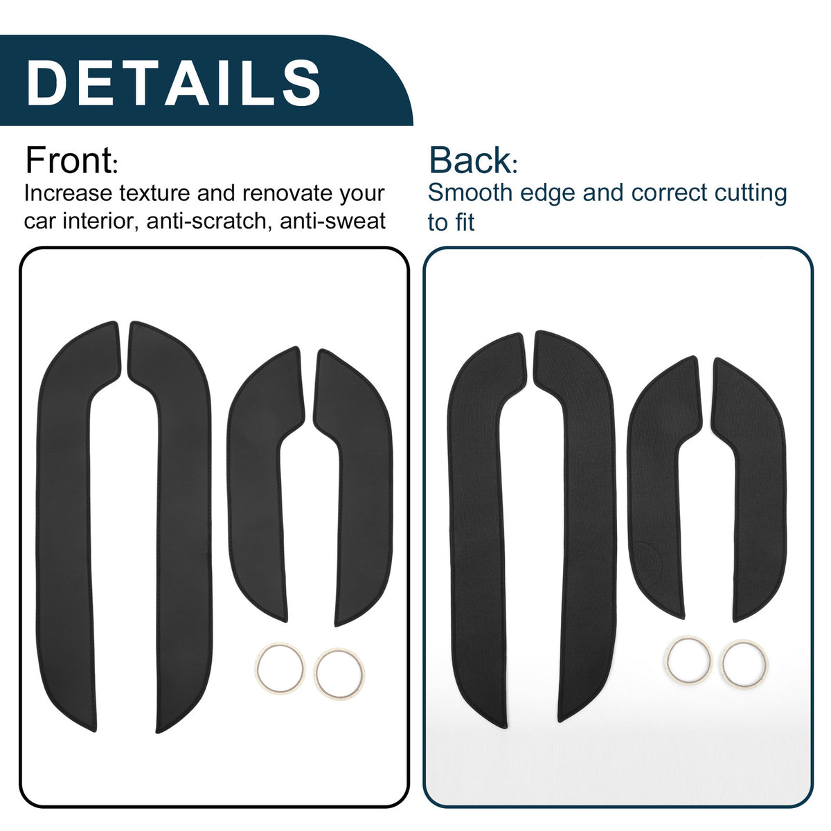 Door Anti Kick Pad Protector Sticker for Lexus NX300 2015–2020 Black Set