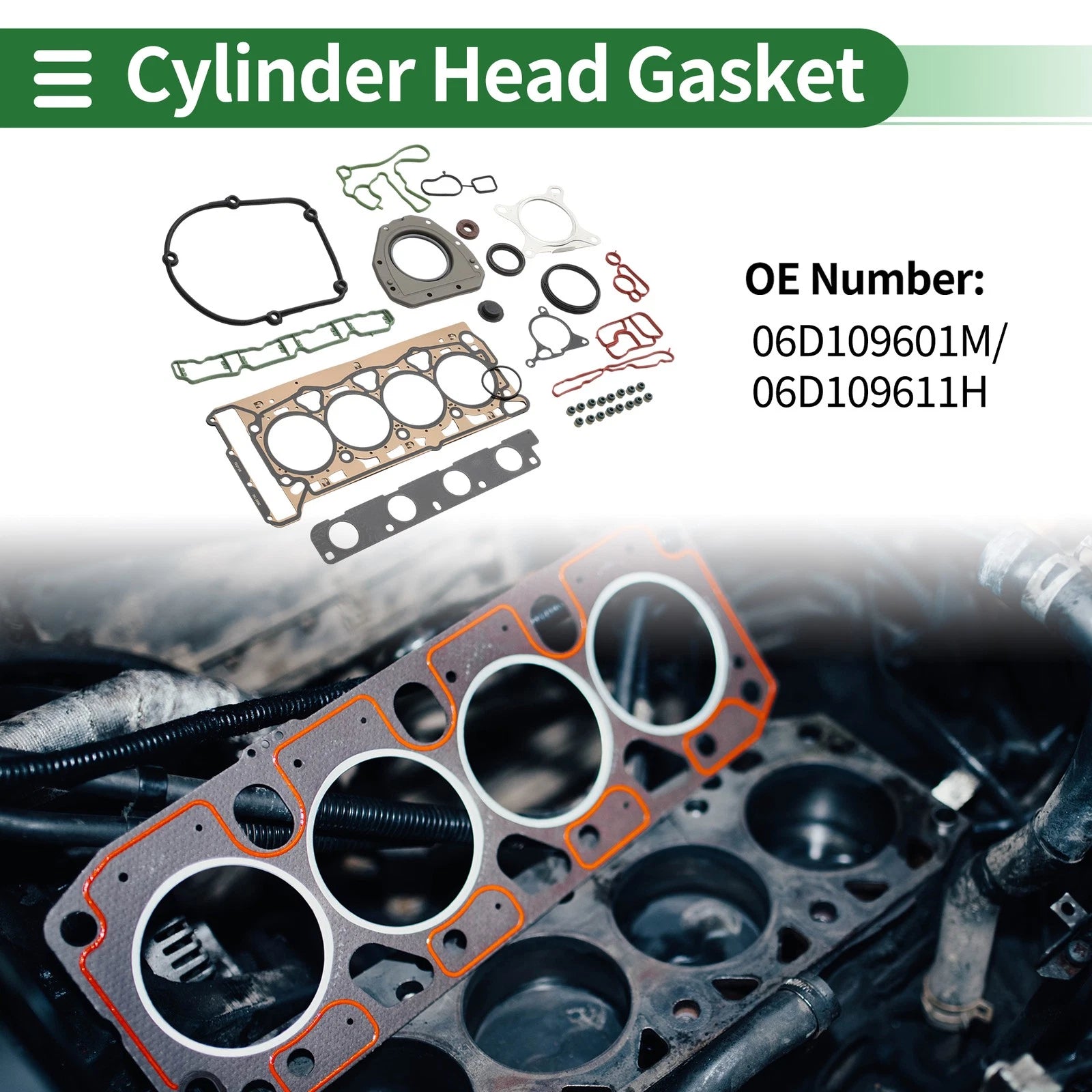 Engine Cylinder Head Gasket for Audi A3 2.0L L4 (2008–2013) Set