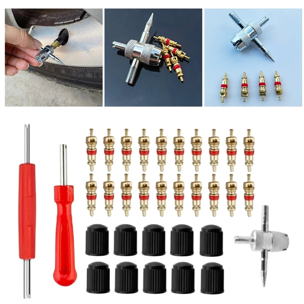 33pcs Tire Valve Stem Tool Kit for Fast Core Removal and Installation