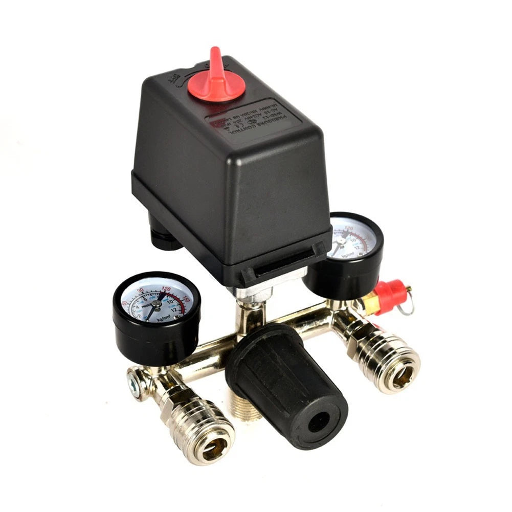 Air Compressor Pressure Switch Valve Gauge for Piston Type System (220V)
