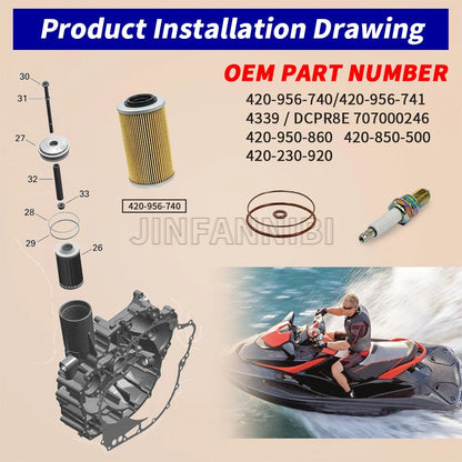 Oil Filter Kit for Sea-Doo GTI GTR GTX RXP RXT X 4TEC (2002–2023)