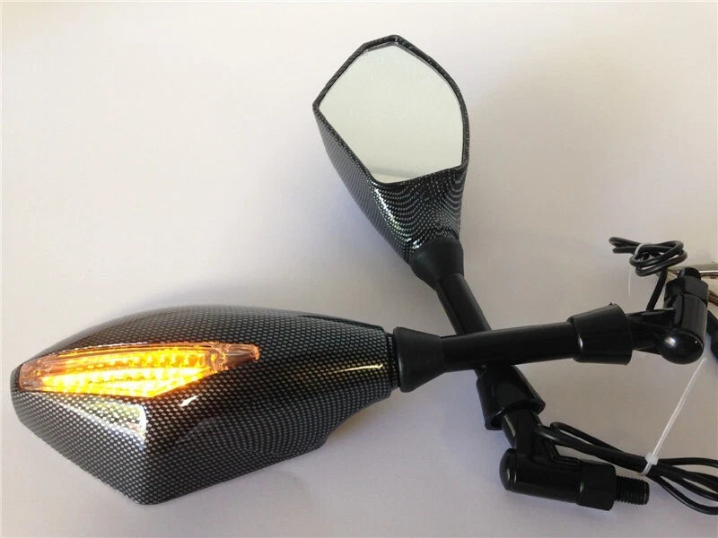 Integrated LED Turn Signals Side Mirrors for Cruiser Chopper (M10 Bolts)