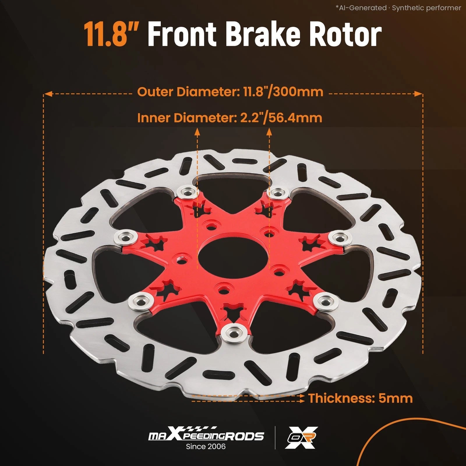 Front Disc Rotors for Harley-Davidson Dyna (2006–2017) & Sportster (2014–2024) Red