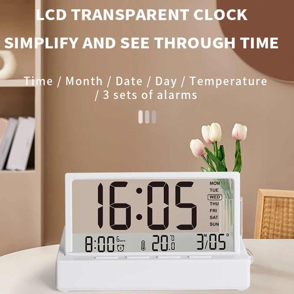 LCD Alarm Clock with Date & Temperature Display (25x16x5 cm)