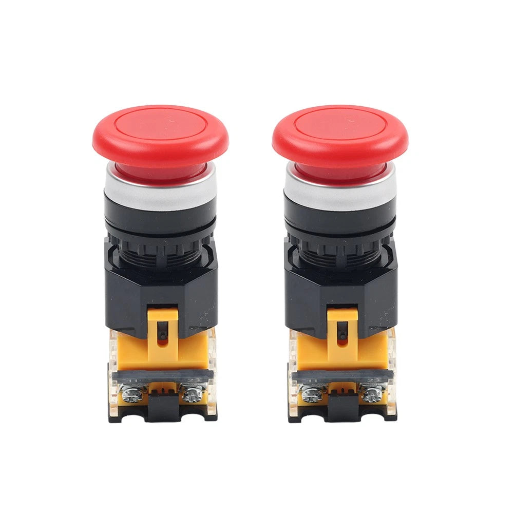 2pcs Mushroom Momentary Push Button Switch for Universal Applications (DC220V)
