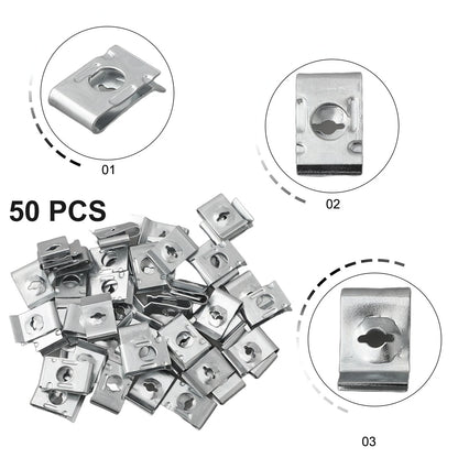 50 Pc Dashboard Panel U Nuts Fastener Clips for Car (Universal Fit)