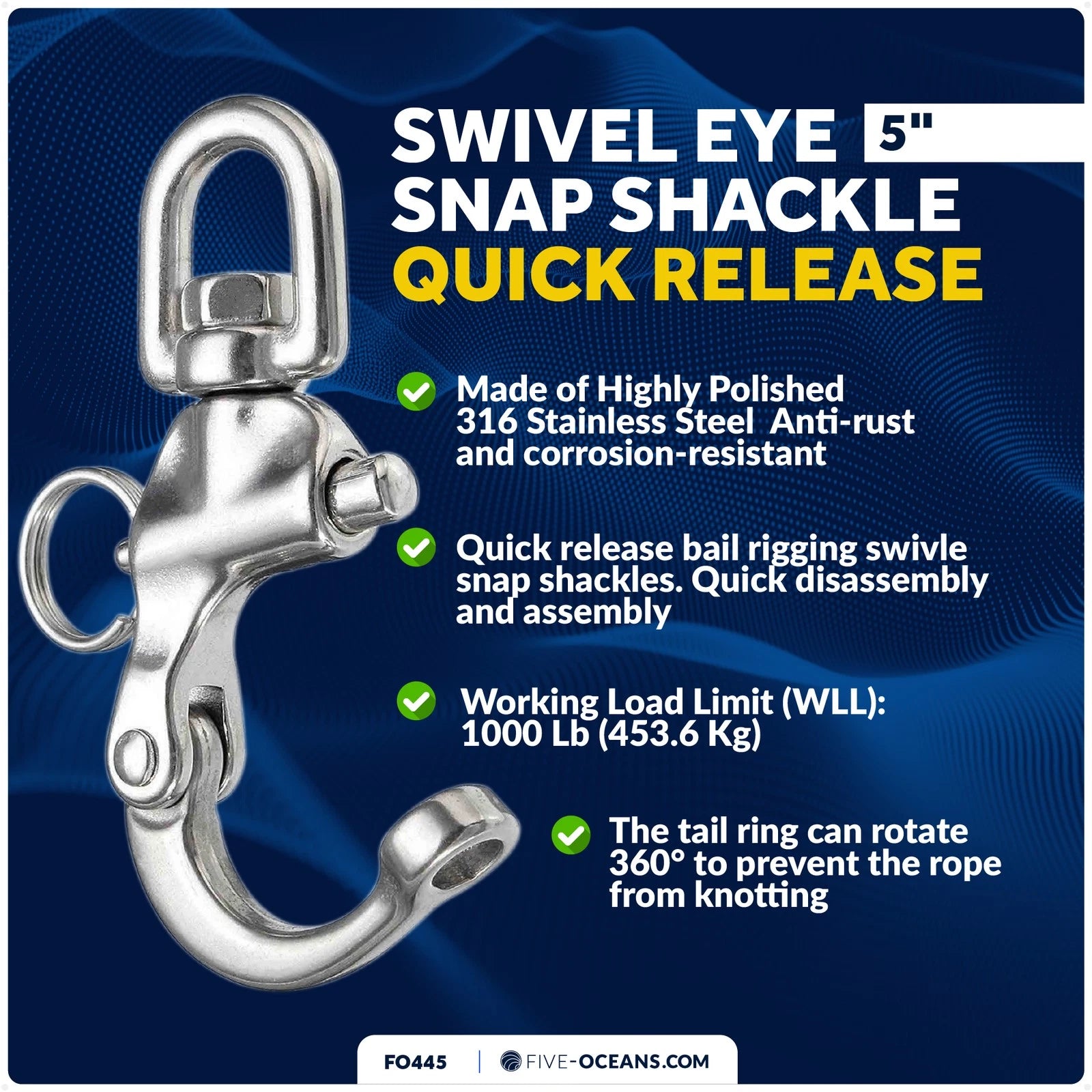 5" Swivel Eye Snap Shackle for Sailing Boat (Universal)