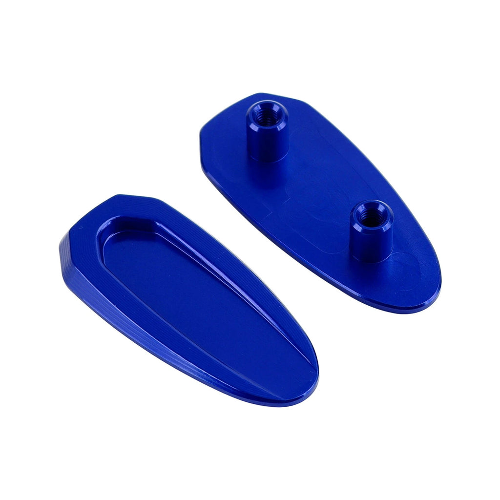 Blue mirror delete blanking block off plates for BMW S 1000 RR (2020–2023)