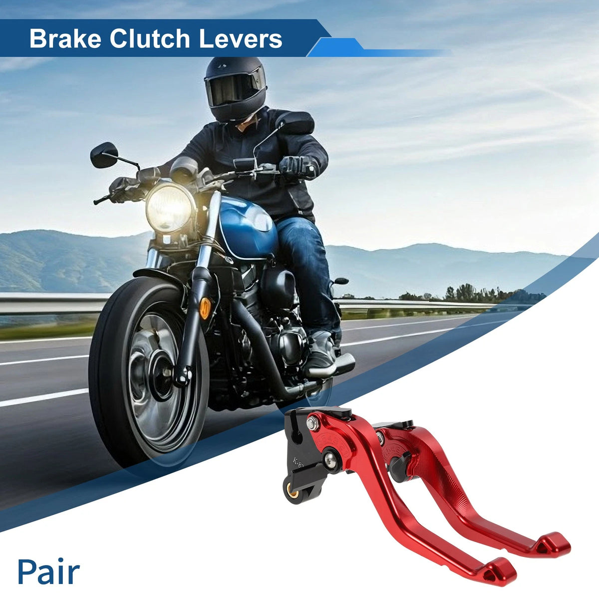 Short Brake Clutch Levers for Kawasaki Ninja ZX10R (2015–2024) - Solid Red, 1 Pair