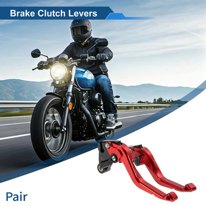 Short Brake Clutch Levers for Kawasaki Ninja ZX10R (2015–2024) - Solid Red, 1 Pair