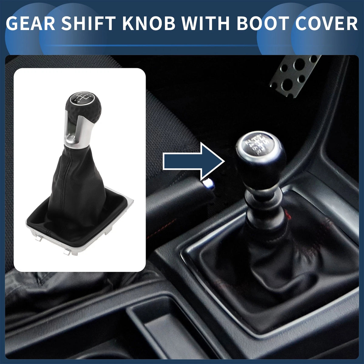 5 Speed Gear Shifter Knob with Cover for VW Golf MK7 (2013–2018)